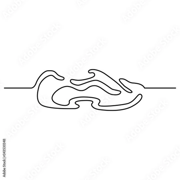 Fototapeta Sport shoe on white isolated backdrop. Outline sneaker for social network icon, bath tile, fitness shop or running club logo. Phone case or cloth print art. Minimal style stock vector illustration