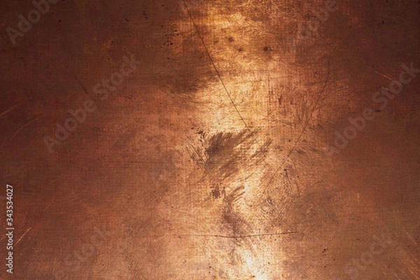 Fototapeta Copper surface. bronze background. metal plate with spots and scratches. dirty grunge texture