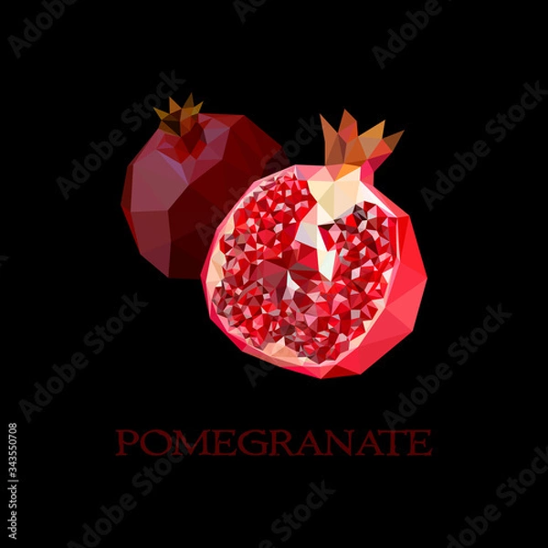 Obraz ector illustration. Pomegranate. Triangle style. Polygonal.