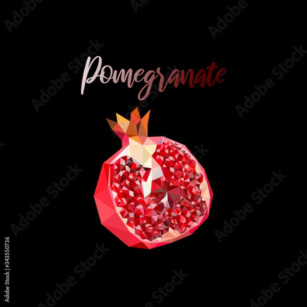 Obraz ector illustration. Pomegranate. Triangle style. Polygonal.