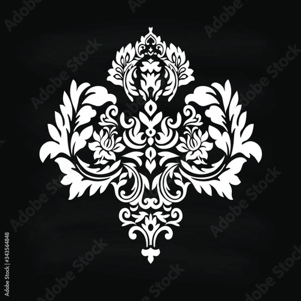 Fototapeta Damask pattern vector element. Classic luxury old-fashioned ornament grunge background. Royal victorian texture for wallpaper, textile, fabric, wrapping. Exquisite floral baroque patterns.