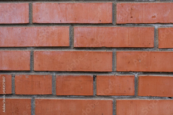 Fototapeta Red brick wall. Block background, design pattern