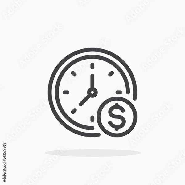 Obraz Time is money icon in line style. Editable stroke.