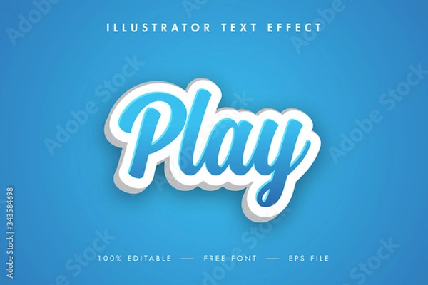 Fototapeta 3D Play Text Effect and Premium Text Design.