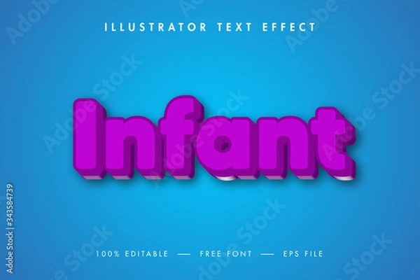 Fototapeta Infant 3D Text Effect for Toy Store and Premium Vector Effect. 