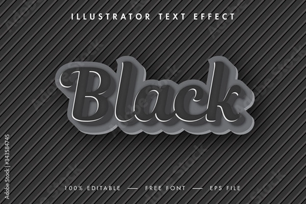 Fototapeta Black 3d Text Effect and Editable Premium Vector.