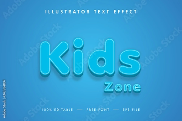 Fototapeta Kids 3d Text Effect, Premium Vector and Type Design. 