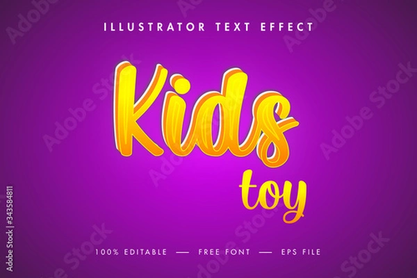 Fototapeta Kids 3d Text Effect, Premium Vector and Type Design. 