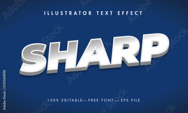 Obraz 3D Sharp Text Effect and Modern Text Design. 
