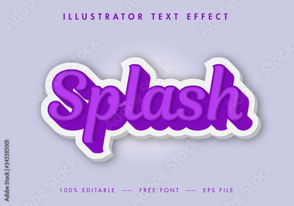 Fototapeta Splash 3d Text Effect and Type Effect Design. 