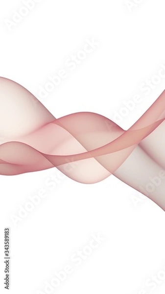 Fototapeta Abstract wave. Scarf. Bright ribbon on white background. Abstract smoke. Raster air background. Vertical image orientation. 3D illustration