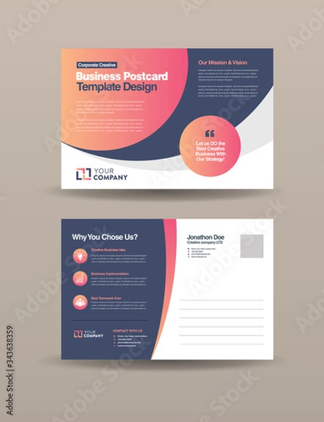 Fototapeta Corporate Business Postcard Design | Save The Date Invitation Card | Direct Mail EDDM Design  