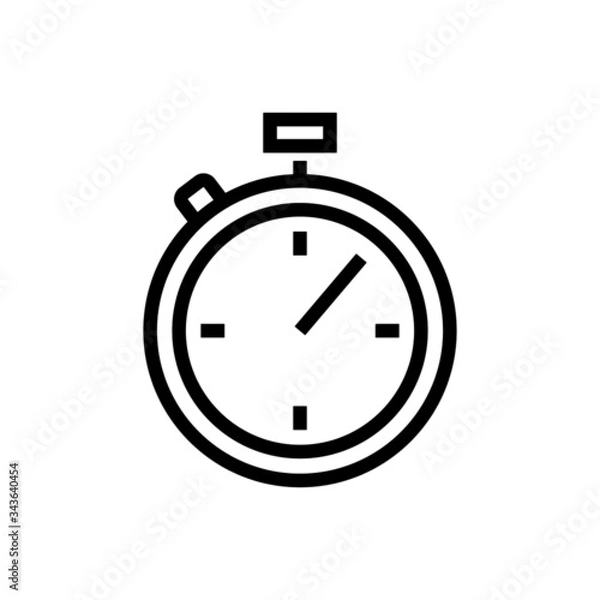 Fototapeta Stopwatch icon, timer pictogram, Chronometer symbol in outline style on white background
