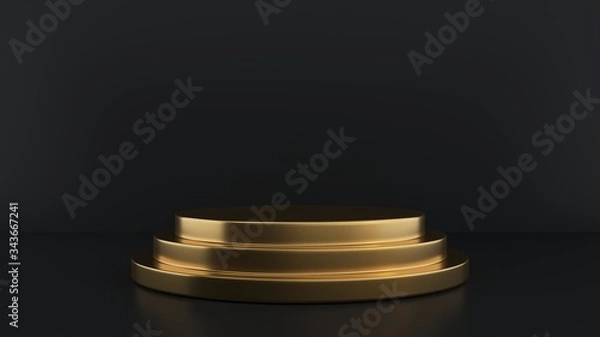 Obraz Gold podium, empty pedestal, on dark background 3d render
