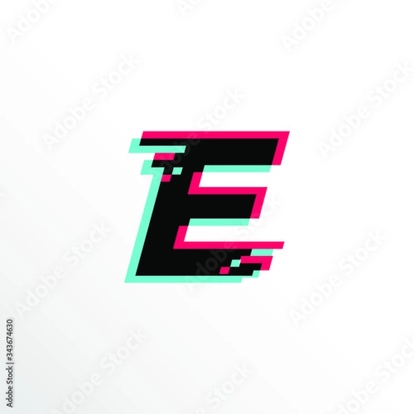 Obraz Initial Letter E with Glitch Effect