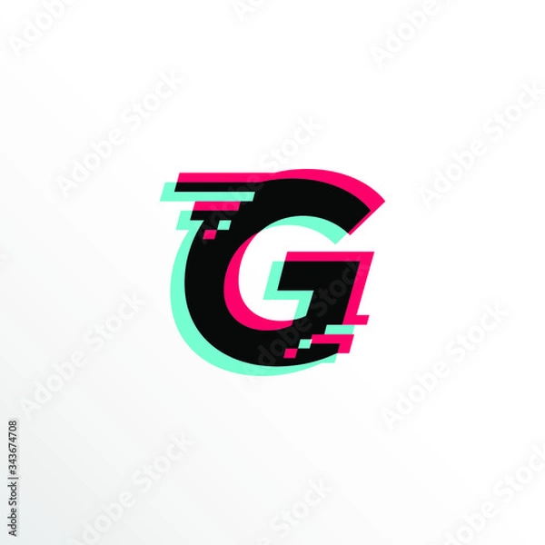 Obraz Initial Letter G with Glitch Effect