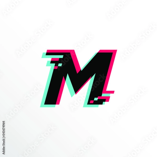Obraz Initial Letter M with Glitch Effect