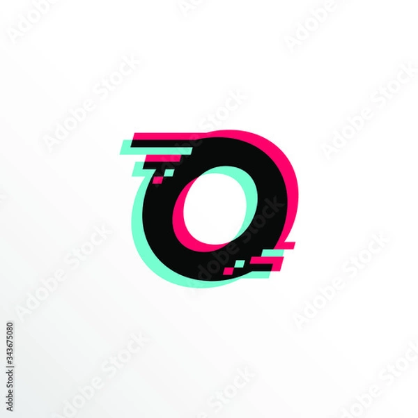 Obraz Initial Letter O with Glitch Effect