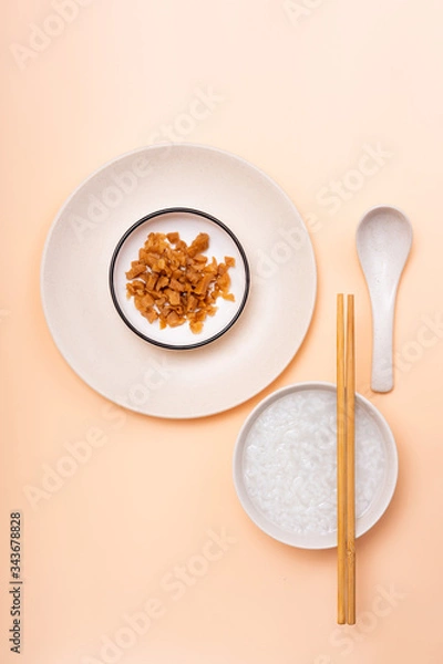 Obraz Chinese Chaoshan Breakfast White Congee Side Dish