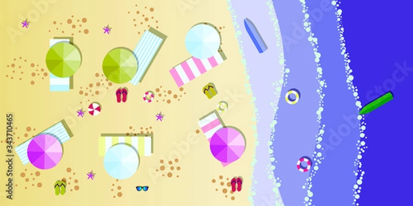 Obraz Sea view in summer. Beach and sand. Holidays, travel, vacation concept. Exotic island