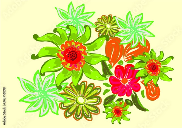Fototapeta Zentangle floral background embroidery graphic design vector art