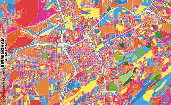 Fototapeta Birmingham, Alabama, USA, colorful vector map