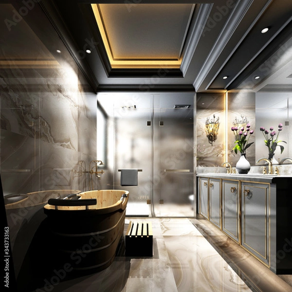 Fototapeta 3D rendering of a Bathroom interior