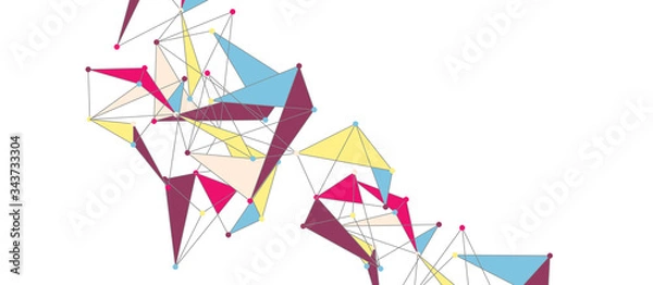 Fototapeta Line points connections, triangular technology design. Abstract geometric background