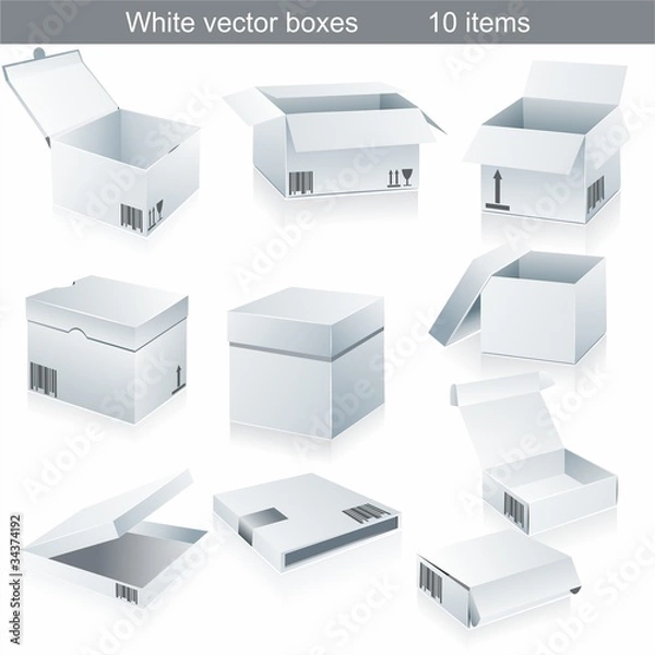 Fototapeta Set vector blank white boxes isolated on white