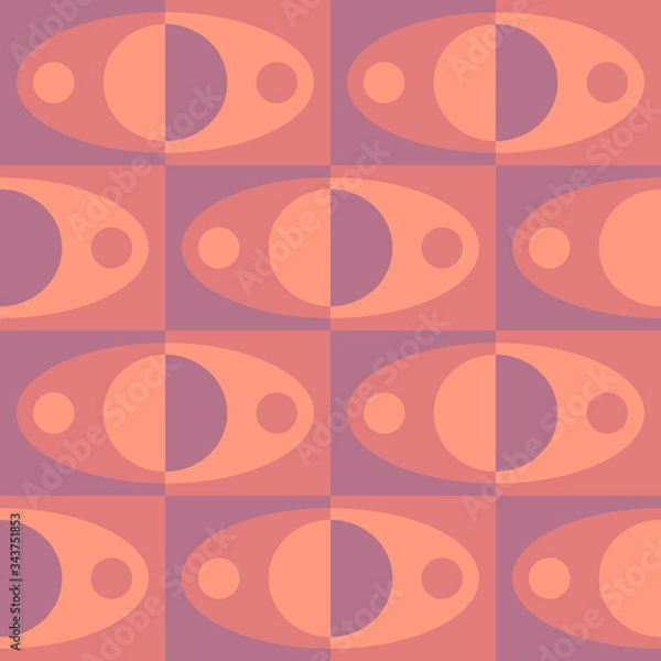 Fototapeta Abstract seamless pattern. Elliptical contrast geometric design.