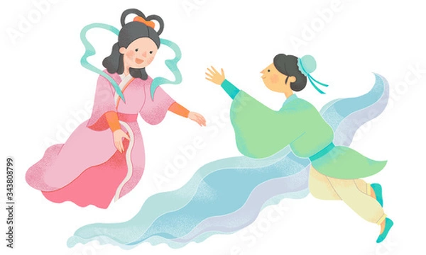 Obraz 織姫と彦星のイラスト（シームレス）