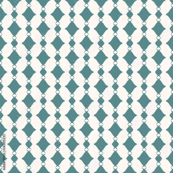 Fototapeta Vector abstract geometric seamless pattern. Teal and white texture with diamond shapes, rhombuses. Simple graphic ornament. Plaid background. Repeated design for decoration, textile, fabric, cloth