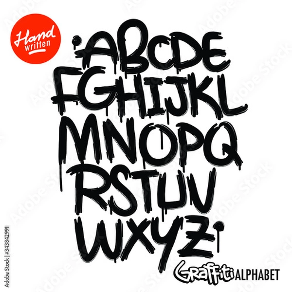 Fototapeta Urban art graffiti style, lettering, font elements and more