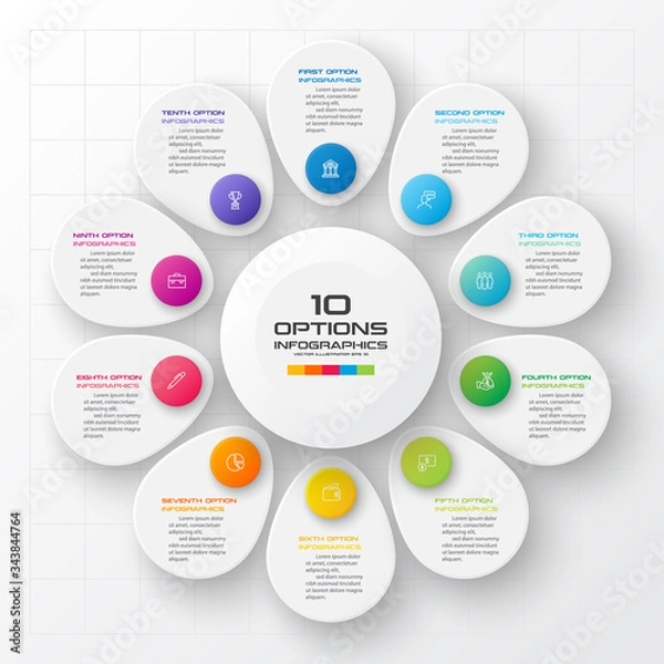 Fototapeta Business infographics 10 steps,Abstract design element,Vector illustration.