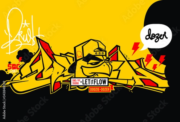 Fototapeta Urban art graffiti style, lettering, font elements and more