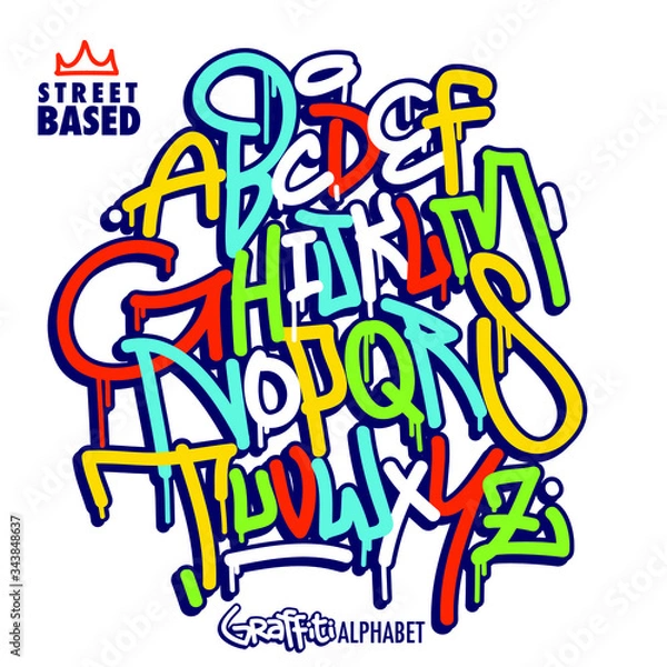 Fototapeta Urban art graffiti style, lettering, font elements and more