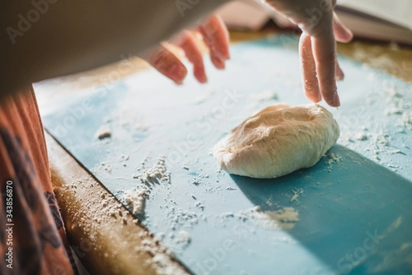 Obraz Making dough by hand