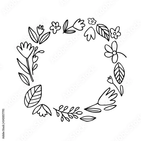 Obraz  doodle hand drawn style Vector Flower wreath