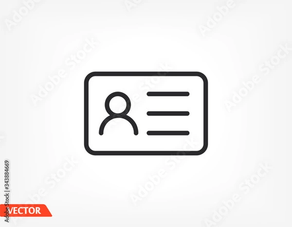Obraz Identification card outline icon isolated on background. Identification card , Identification card logo,. Editable stroke. Vector illustration. Eps 10 Identification card