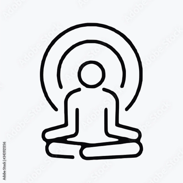 Fototapeta Man Has Deep Yoga line Art single vector icon symbol