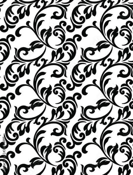 Obraz Damask pattern vector element. Classic luxury old-fashioned ornament grunge background. Royal victorian texture for wallpaper, textile, fabric, wrapping. Exquisite floral baroque patterns.