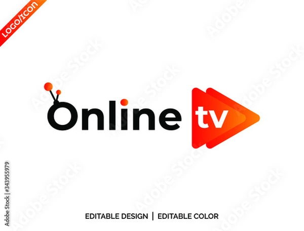 Fototapeta Letter Online tv logo and app design, Gradient colorful glossy colors on White background logo design Vector Illustration with flat style