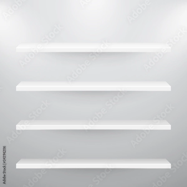 Fototapeta 3d isolated Empty shelves for exhibit