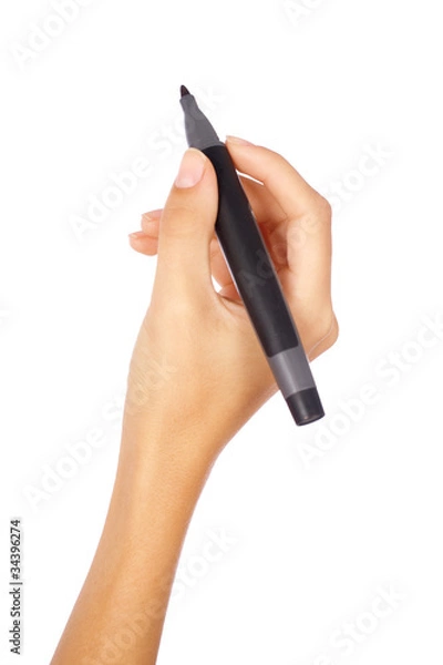 Obraz A hand holding a black marker