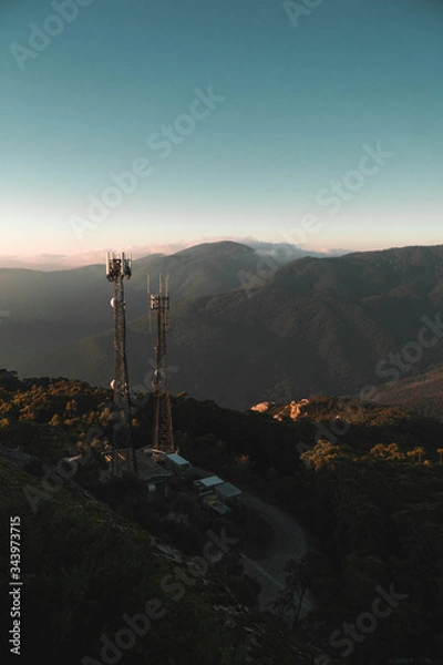 Fototapeta radio tower sunset 