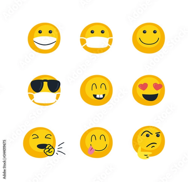Fototapeta Emojis faces flat style icon set vector design