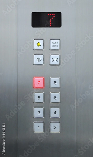 Fototapeta 7 floor on elevator buttons
