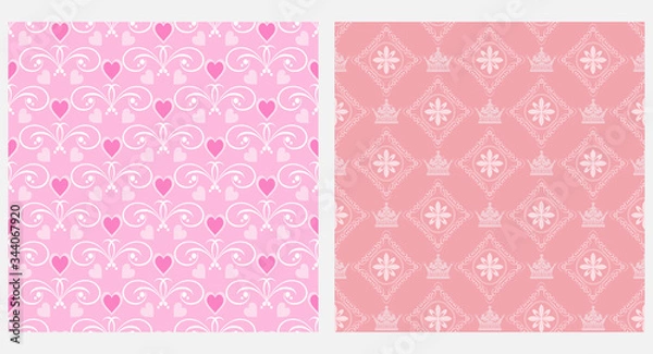 Fototapeta Pink background seamless pattern. Retro style. Vector graphics.