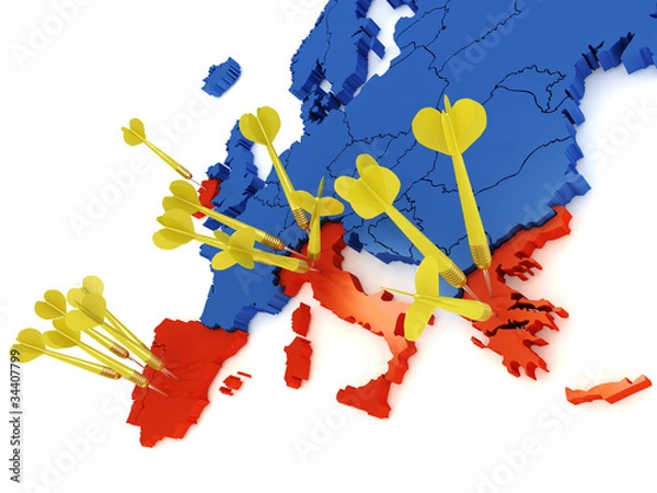Obraz Attack to Euro - Default risk