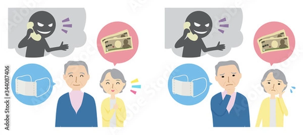 Fototapeta マスク詐欺に遭う高齢夫婦
